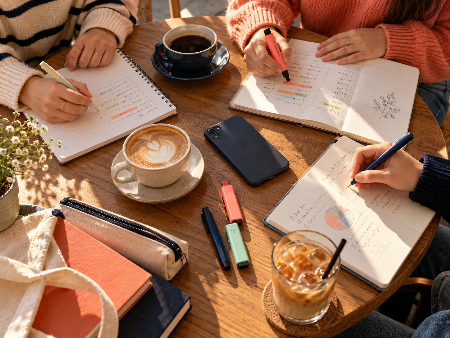 Illustrative image of students writing notes together at a table